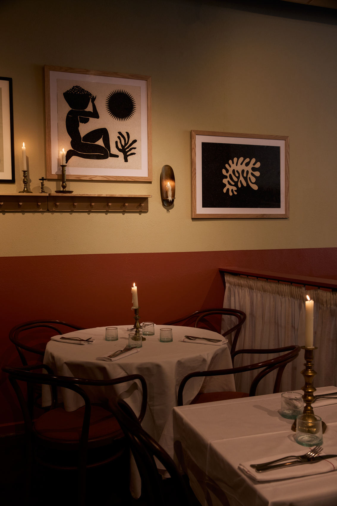 Candlelit table at Honey & Co. Great Portland